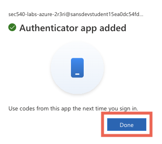 Azure MFA success