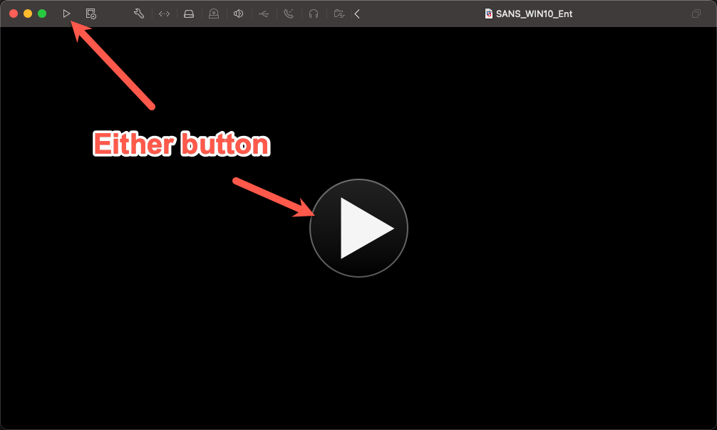 VMware Fusion power on/resume button VMware Fusion power on/resume button