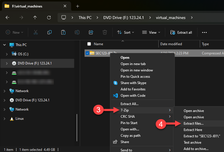 Opening a 7zip archive file with the 7zip utility on Win11 Opening a 7zip archive file with the 7zip utility on Win11