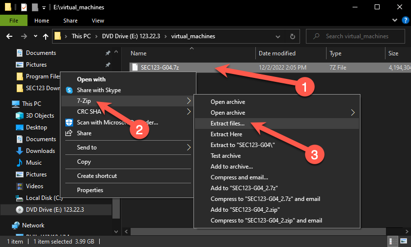 Opening a 7zip archive file with the 7zip utility on Win10 Opening a 7zip archive file with the 7zip utility on Win10