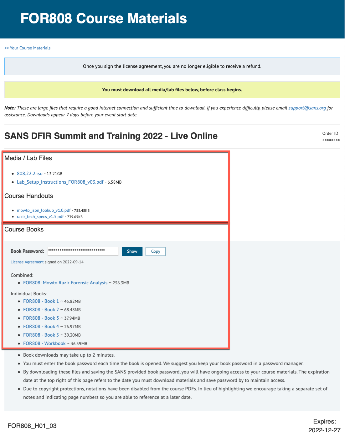 Course material download sections Course material download sections