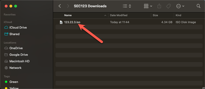 Locating downloaded ISO file in a Finder window Locating downloaded ISO file in a Finder window