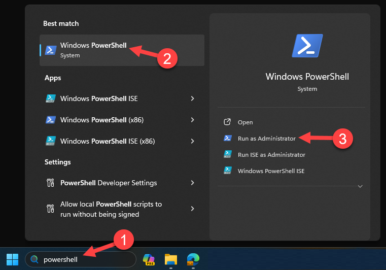 Run PowerShell as Administrator