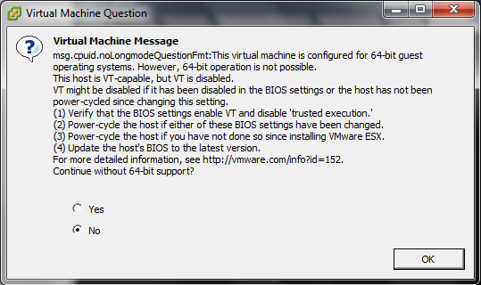 VTx Error Message