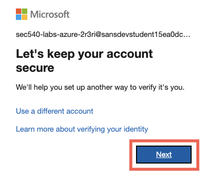 Azure MFA intro page