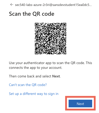 Azure MFA QR code